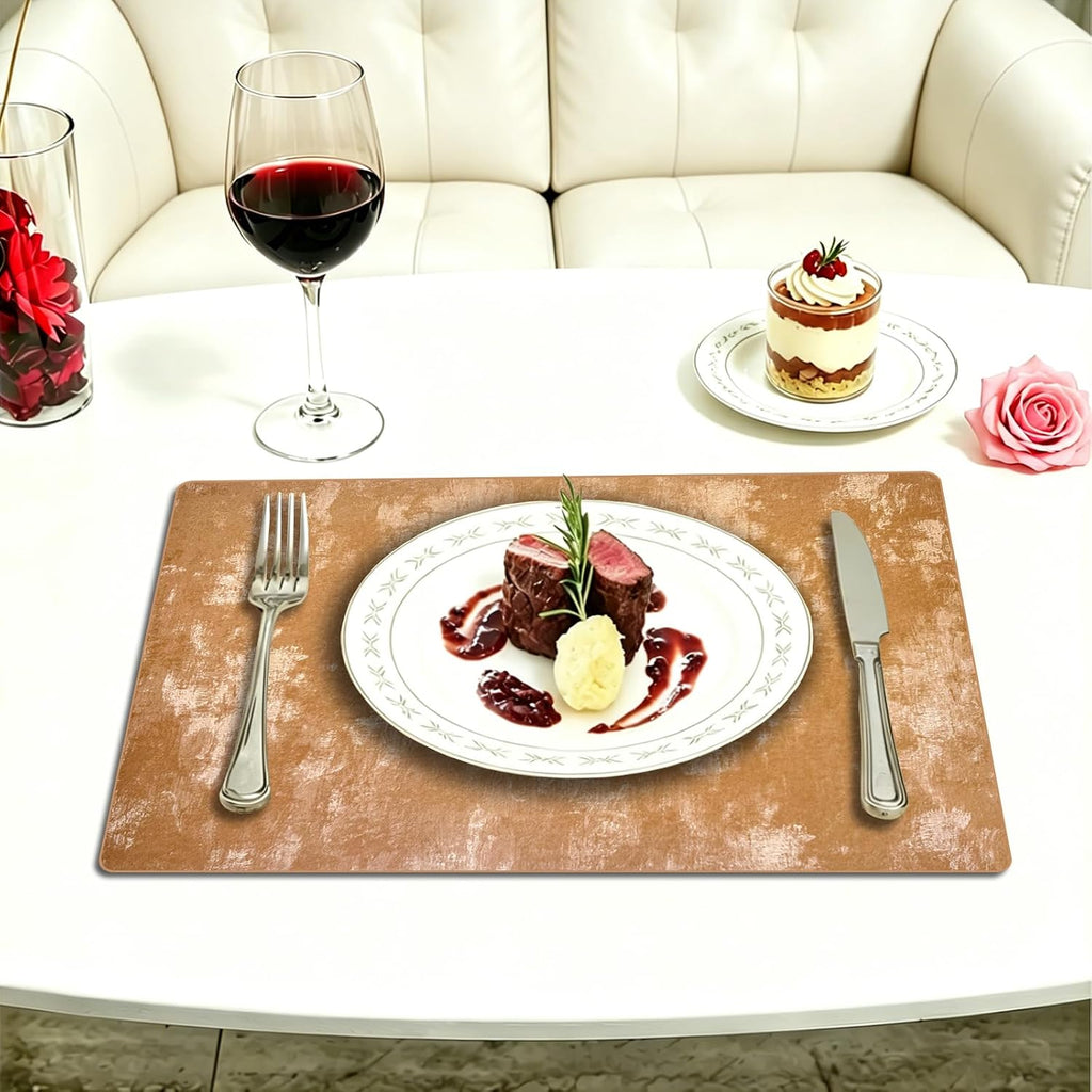 Faux Leather Placemats, 11.8"x17.7", Apricot - Set of 4
