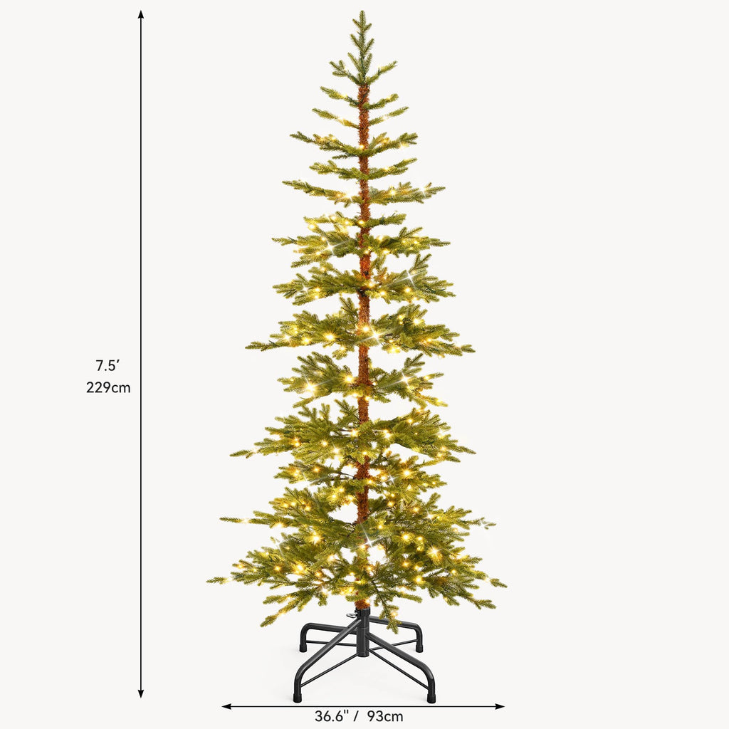 7.5FT Pre-Lit Sparse Alpine Christmas Tree PE 300 Warm Multi LED Light