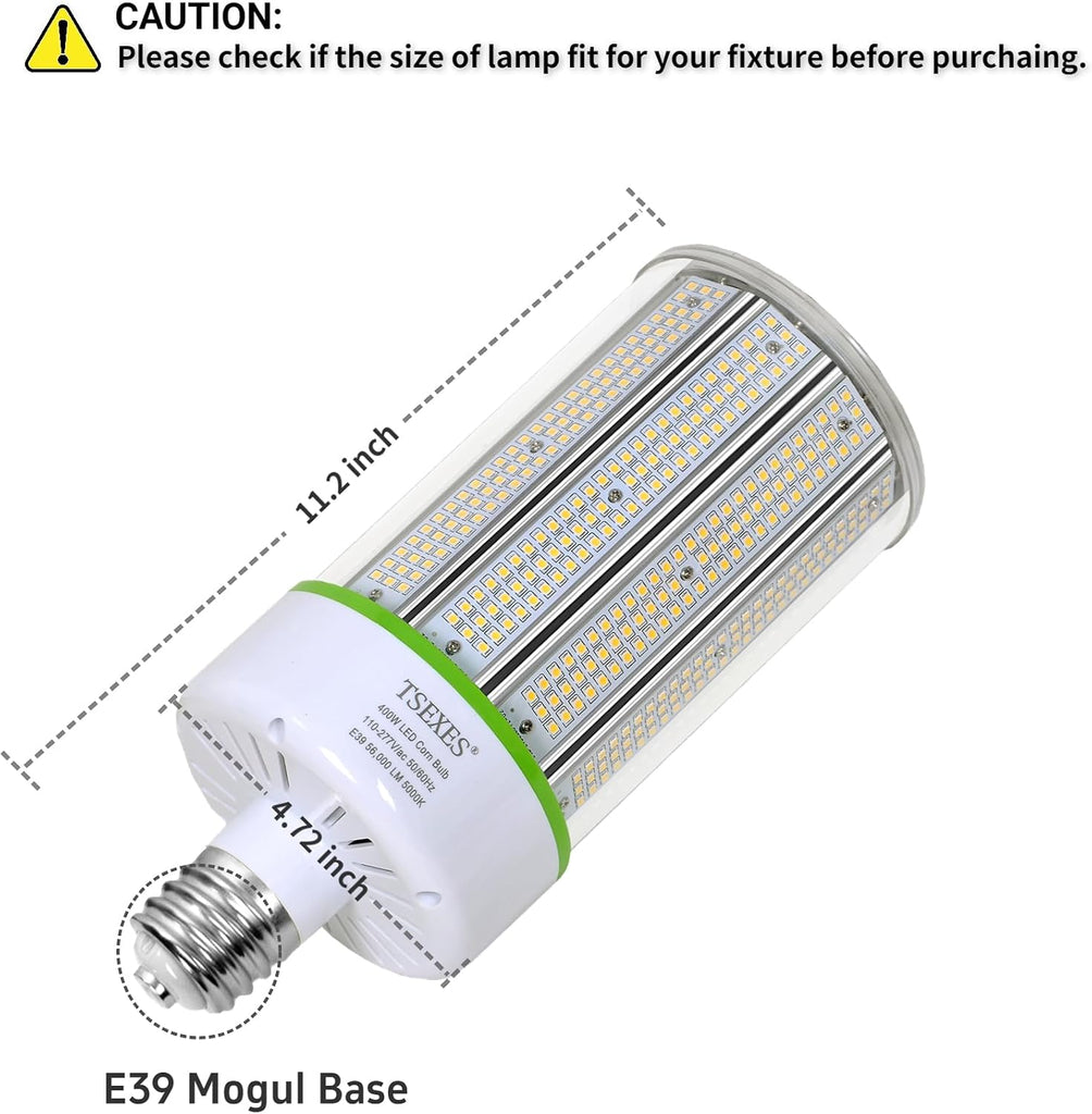 400W LED Corn Cob Light Bulb, E39 Mogul Base,5000K Daylight,56,000LM