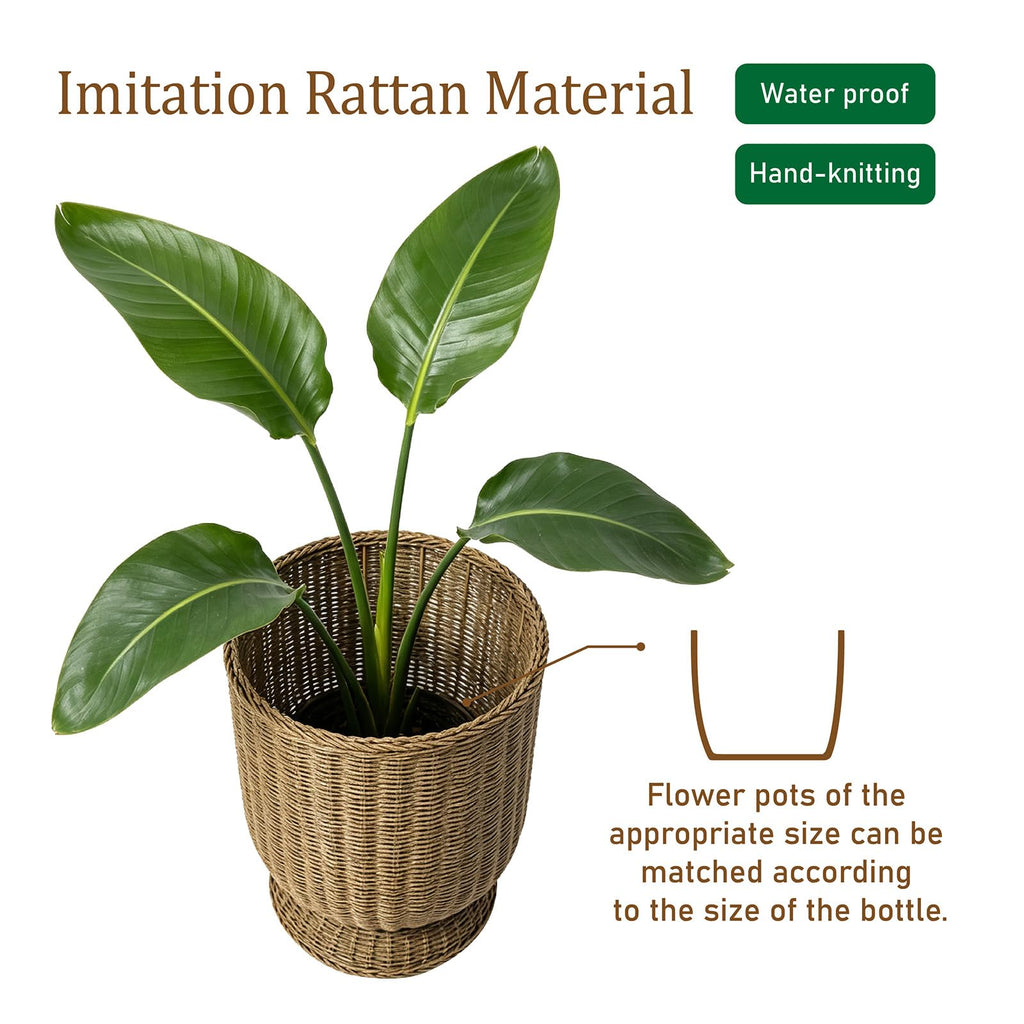 Rattan Planter, Woven Planter Basket for Plants Indoor Outdoor, Rattan Flower Pot, Decorative Plant Holder Basket for