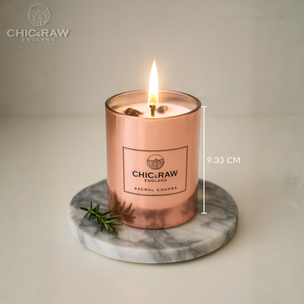 Aromatherapy Candle with Amethyst Crystal, Sacral Chakra, Soy Wax, 7.05oz