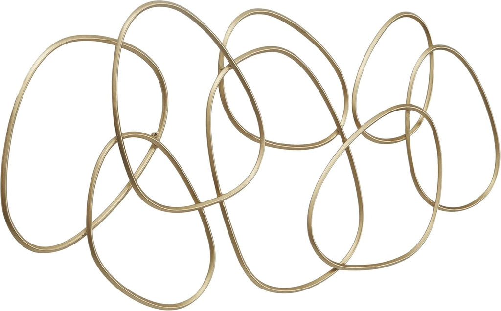 Metal Abstract Home Wall Decor Interlocking Rings Wall Sculpture, Wall Art 43" x 1" x 22", Gold