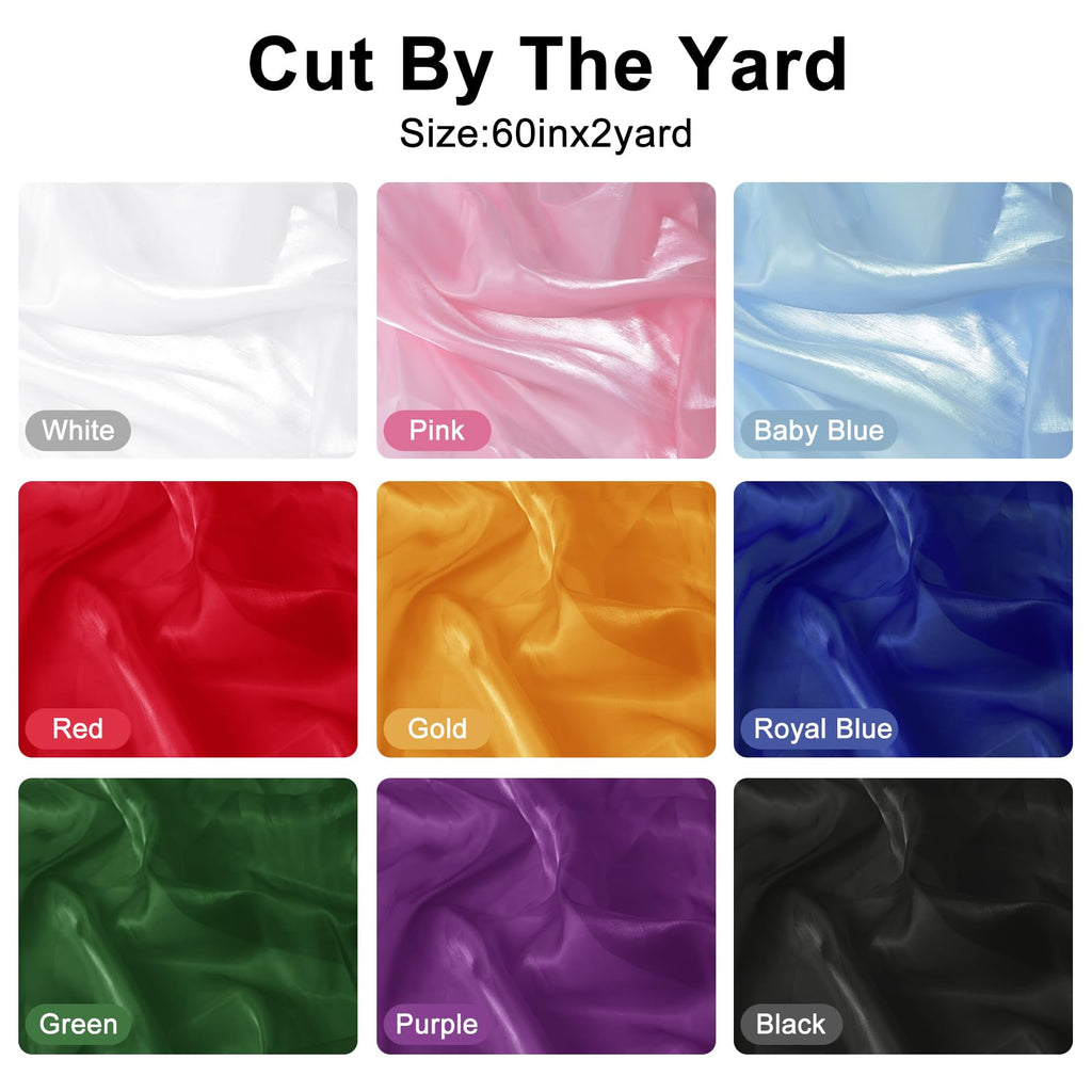 60"W Sheer Organza Fabric Cut By The Yard, Silk Organza Fabric for Celebration, Birthday and Wedding Decorations
