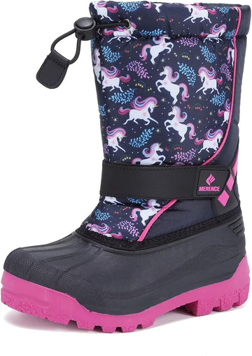 Kids Waterproof Winter Snow Boots,Warm Fur Lined
