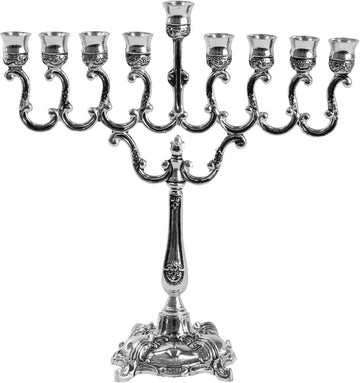 Silver Plated Candle , Fits All Standard Hanukkah Candles - Curved Branches, 7.25 High x 6.5 Wide