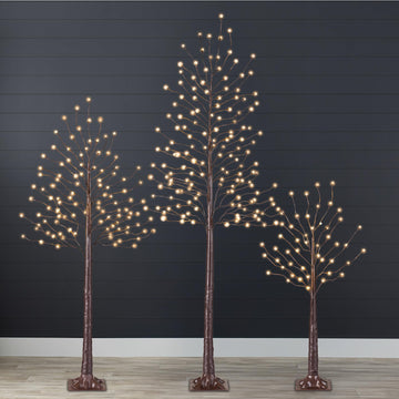 4ft, 6ft and 8ft Lighted Birch Tree, 3Pk w/LED Lights, 12 Color Options w/Warm White, Festival, Party, Holiday