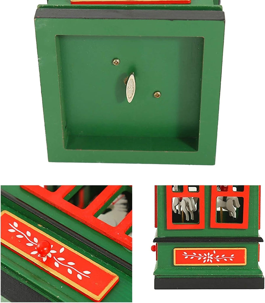 Christmas Wooden Carousel Music Box House Decorations Cute Rotating Design Tool Party Decor