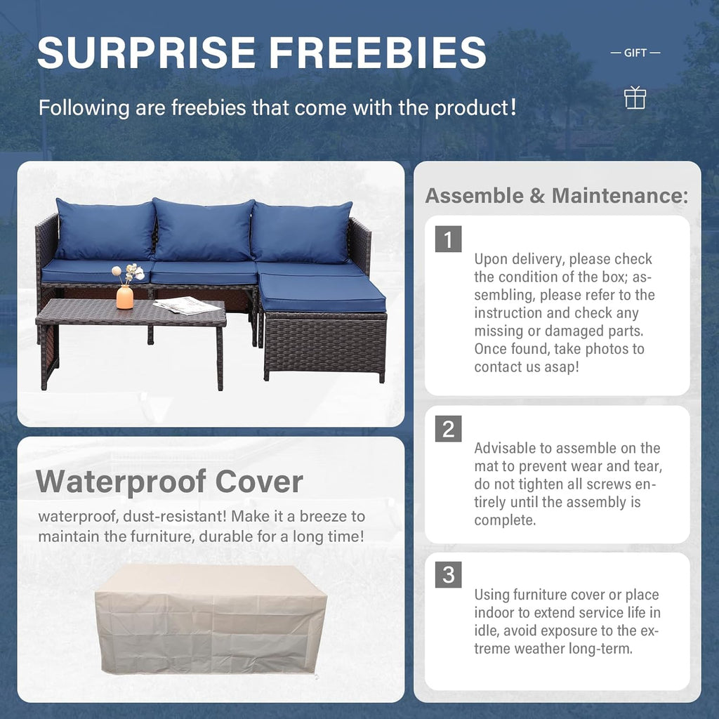 Valita Outdoor Furniture Set 3 Piece Patio Set Patio Conversation Sets Outdoor Sectional Sofa Patio Loveseat Coffee