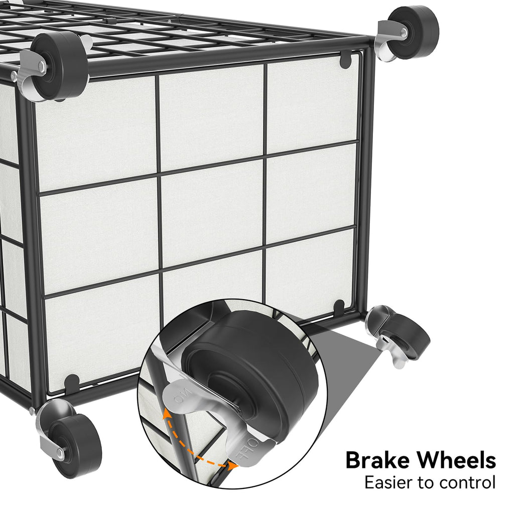 Rolling Laundry Basket, Metal Wire Frame Laundry Hamper with Wheels