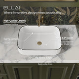 Bathroom Vessel Sink Rectangle Above Counter Porcelain Ceramic Sink Top Mount Rectanglar Countertop Sink for