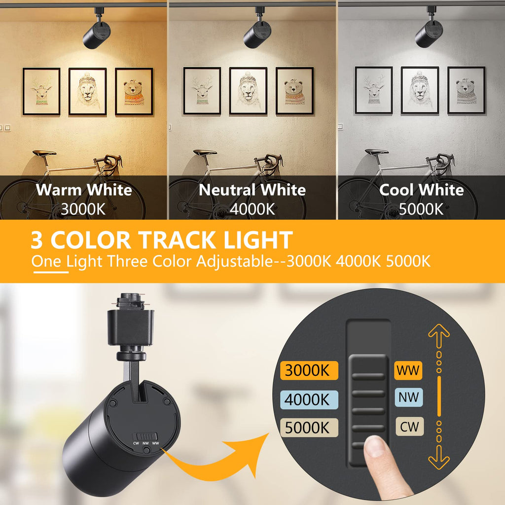 20W H Track Lighting Heads Dimmable, Black 3 Pack