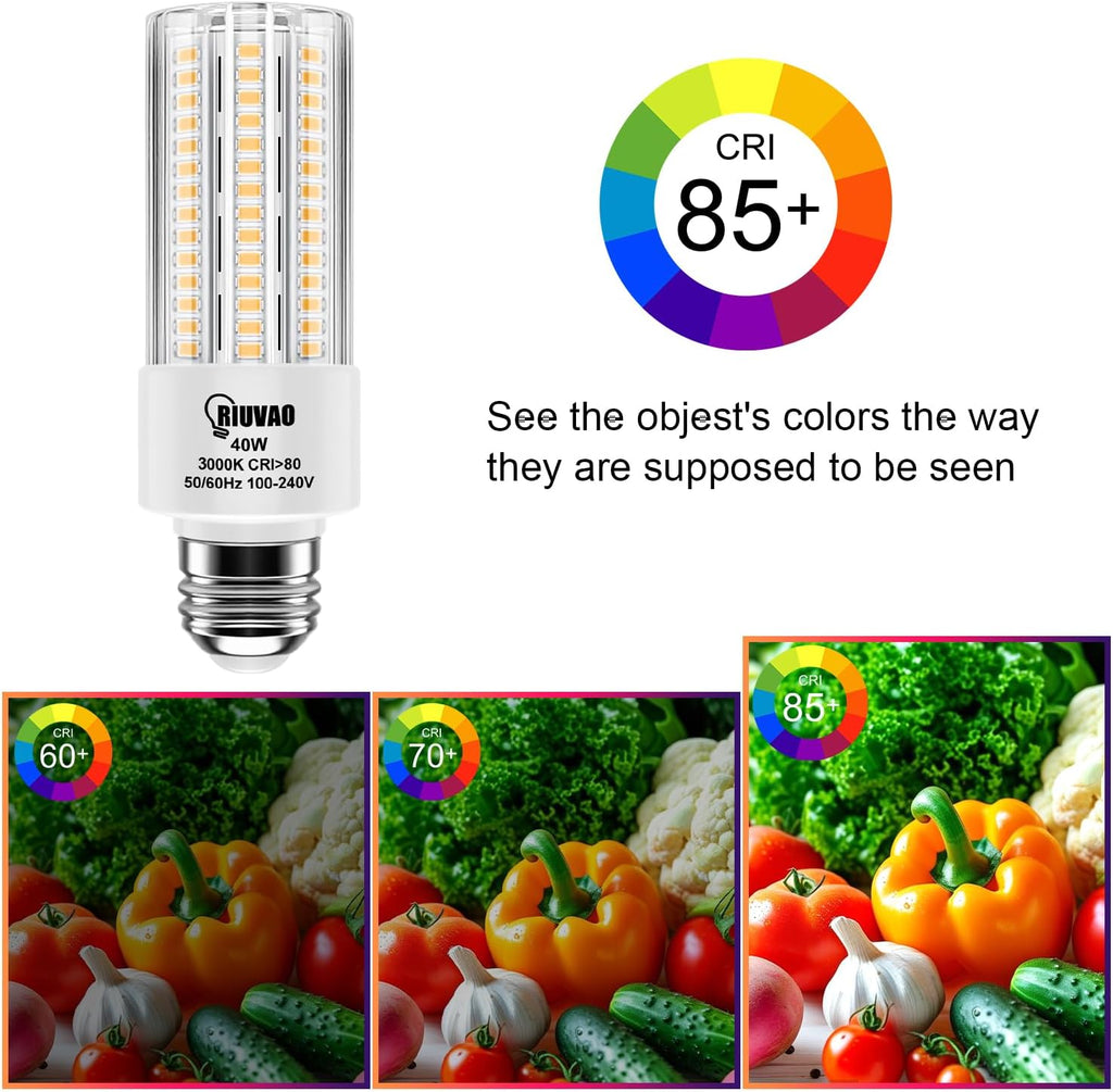 4pcs LED Light Bulb 5000LM 300w Equivalent Super Bright 3000K Warm Daylight White 40W LEDs Bulb E26/E27 Medium Base