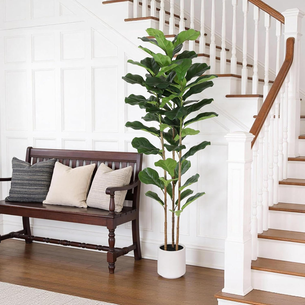 Artificial Fiddle Leaf Fig Tree 5FT Faux Fiddle Leaves Fig Tree Artificial Plants in Pot Outdoor Fake Tree Plants
