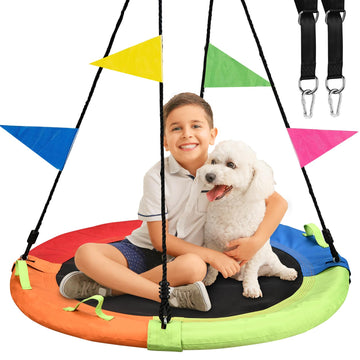 Tree Swing, Saucer Swing, 40 inch Swing for Backyard Outdoor, Multicolor