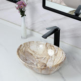 16'' X 13'' Nordic Marbling Oval Vessel Sink with Pop Up Drain,Ceramic Vessel Sink,Bathroom Sinks Above