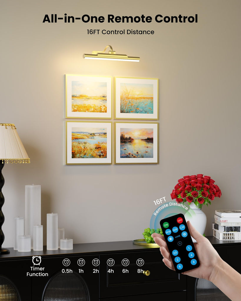 3Pack Picture Lights for Gallery Wall Art, Gold 13in