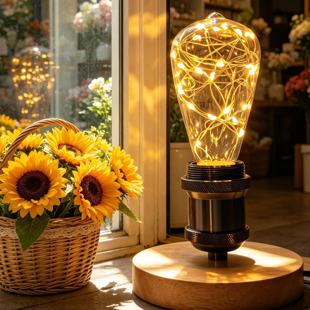 2 Pack Classic Edison Copper Wire LED Firework Bulb ST64, 1.5W (15W Equiv), 150 Lumens, 2200K Warm Yellow, E26 Base