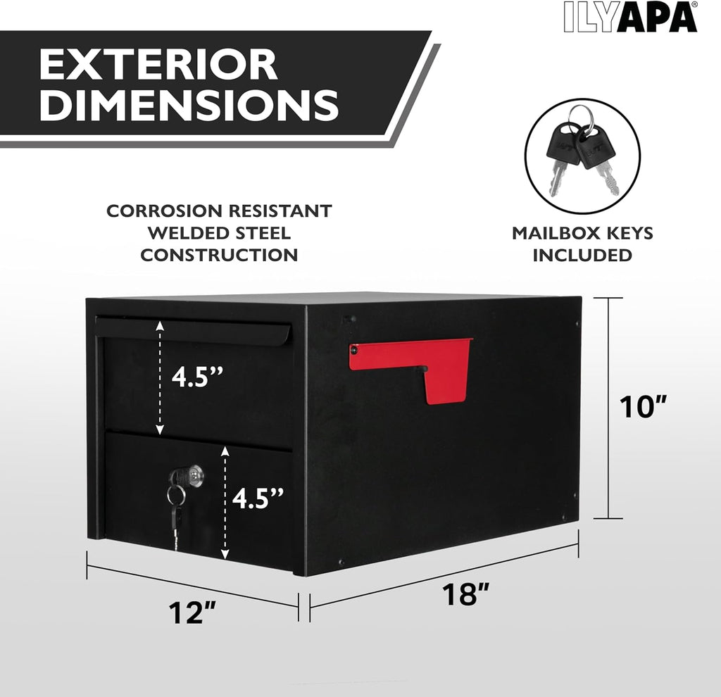 Locking Mailbox with Lock and Key Modern Mailboxes Post Mount - Obsidian