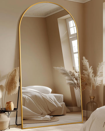 81"x41" Arched Full Length Mirror with Stand,Full Body Floor Mirror