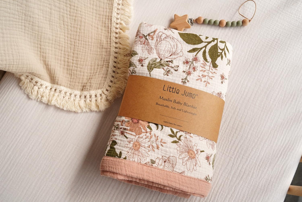 Jump 2 Layers Muslin Cotton Baby Blankets - Vintage Floral Toddler Quilt Crib Blanket - Gender Neutral Crib Blanket