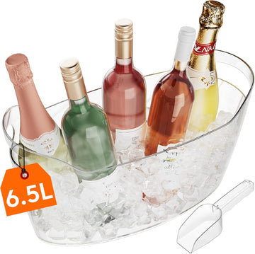 6.5L Plastic Ice Bucket for Parties with Handle & Scoop