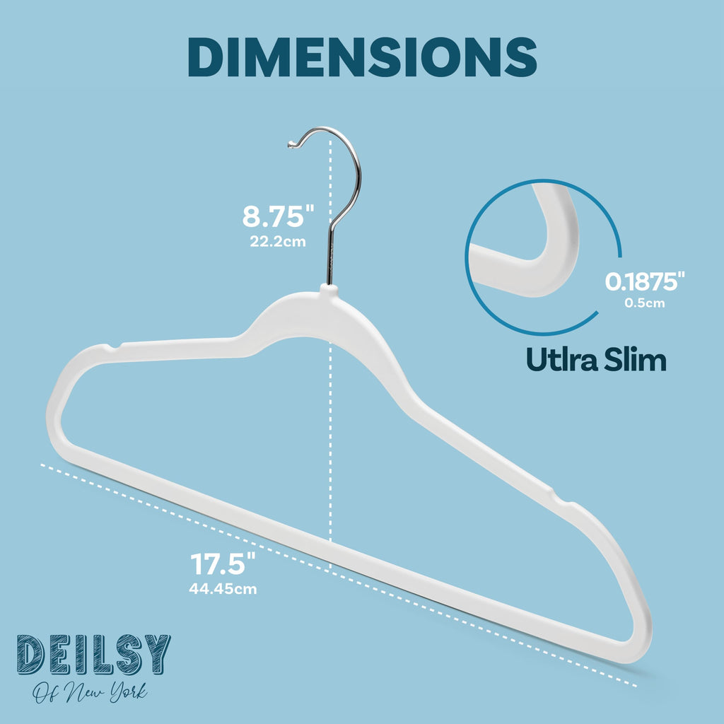 TM Non-Velvet Thin Hangers Space Saving White Hangers 50 Pack