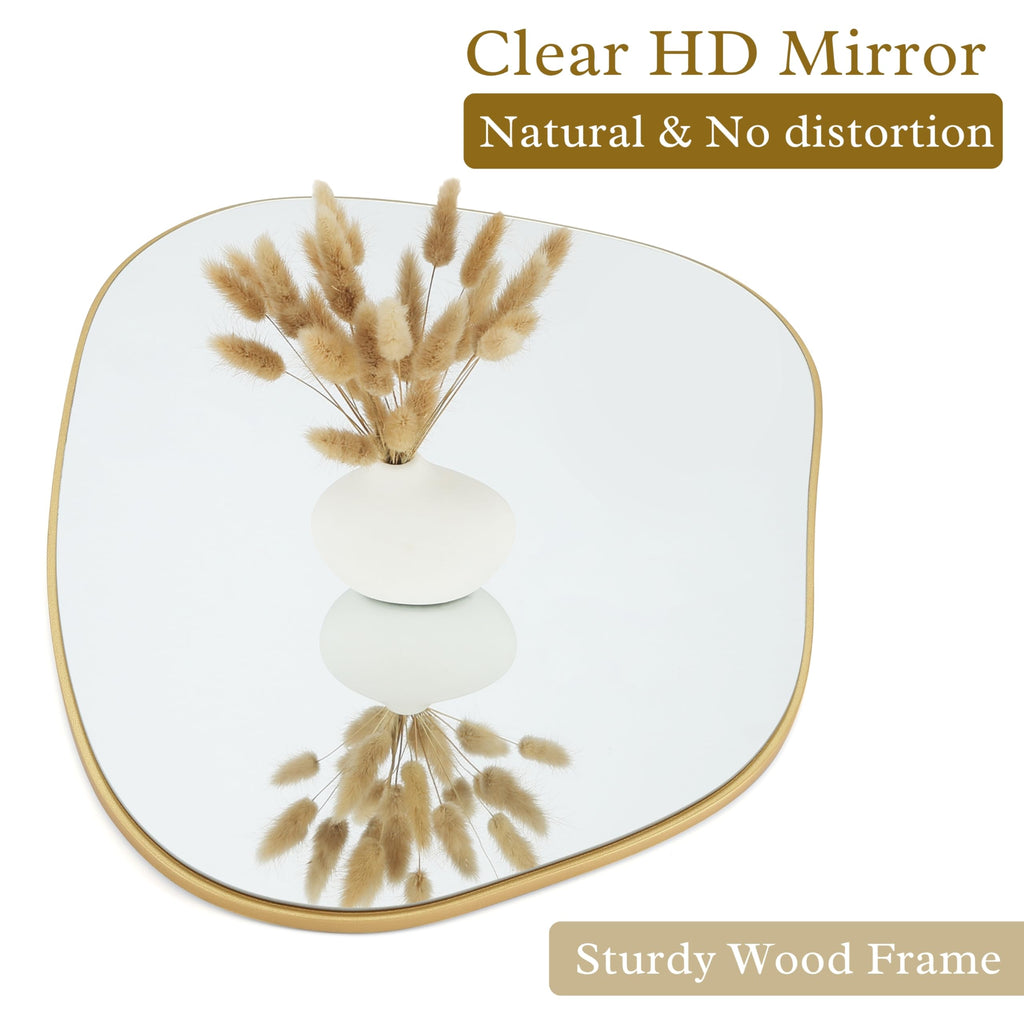 Irregular Wall Mirror Asymmetrical Mirror, 40''x26'' Gold Mirror Bedroom Living Room Entryway, Decorative Modern Wall