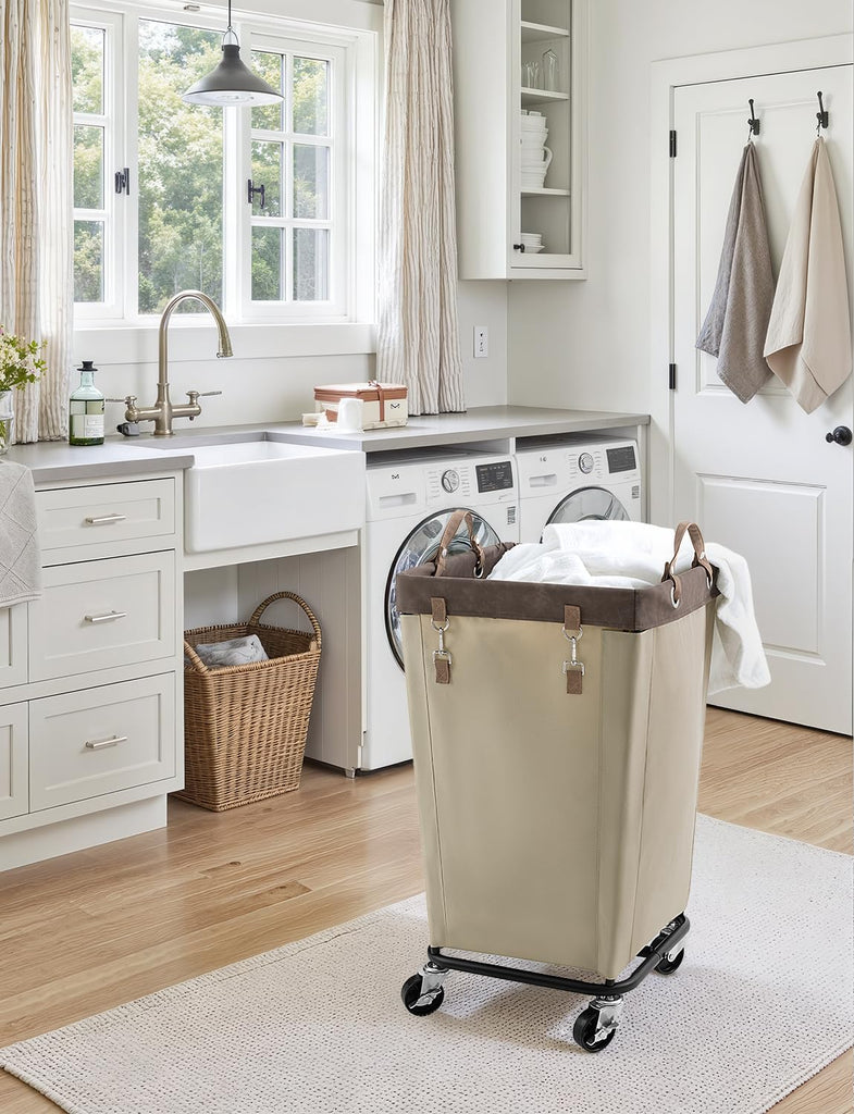 160L Laundry Basket with Wheels, Rolling Hampers for Clothing