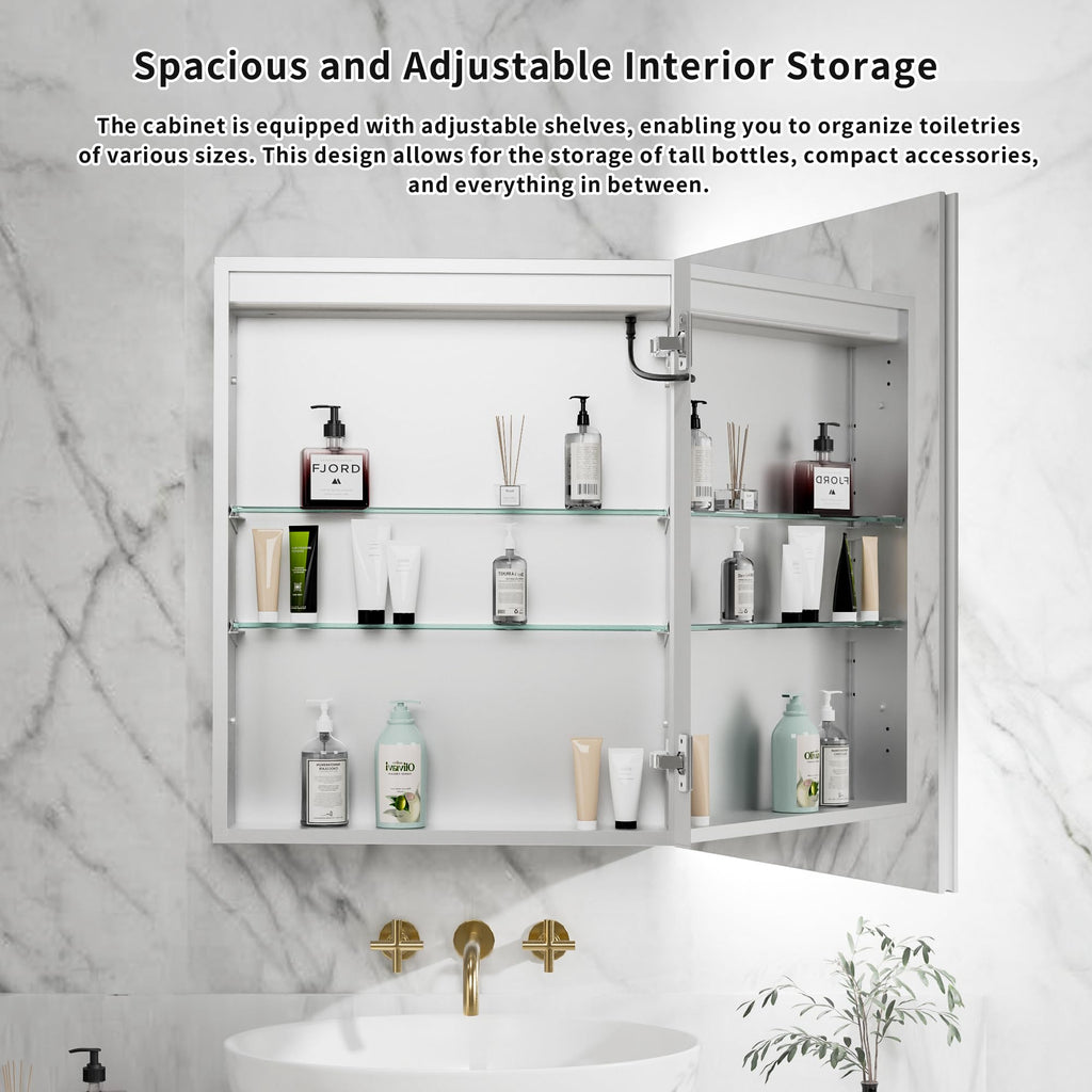 24" W x 30" H LED Lighted Bathroom Medicine Cabinet with Mirror