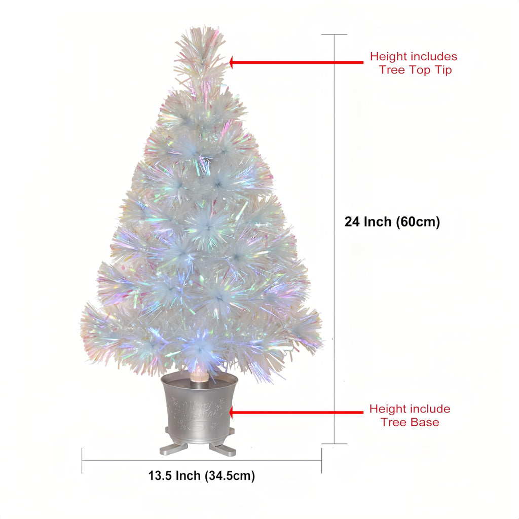 24 inch Iridescent Pre-lit Small Fiber Optic Christmas Tree