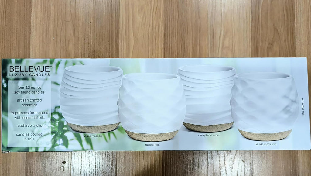 Luxury Candle in ceramic vessel - poured in USA - (-12 oz Candles Soy, Scented/Fragranced Ceramic - Set of 4