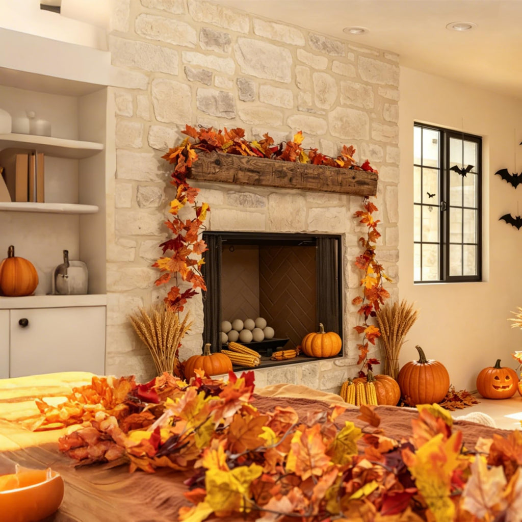 14 Pack Fall Leaf Garland, Total 82.6Ft Artificial Fall Vines Autumn Garland Fall Maple Leaves Thanksgiving Decor