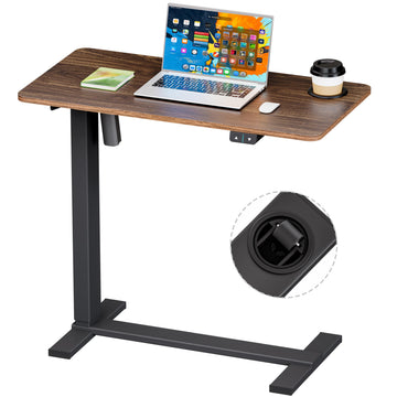 Small Electric Standing Desk Bedside Table with Hidden Wheels 31.5 x 15.8 Inch Adjustable Computer Laptop Office