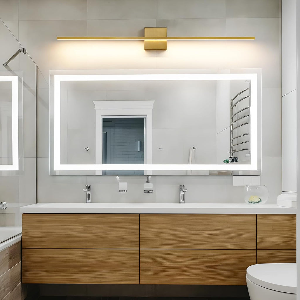 Gold Bathroom Light Fixtures Over Mirror - 39 Inch Dimming Bathroom Vanity Light 28W 3500K LED Vanity Light Bar
