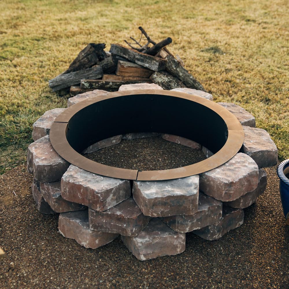 Great Outdoor 38in Dia Steel Fire Pit Liner, 1mm Thick DIY Above or In-Ground Outdoor Fire Pit, 4 Panel Steel Ring