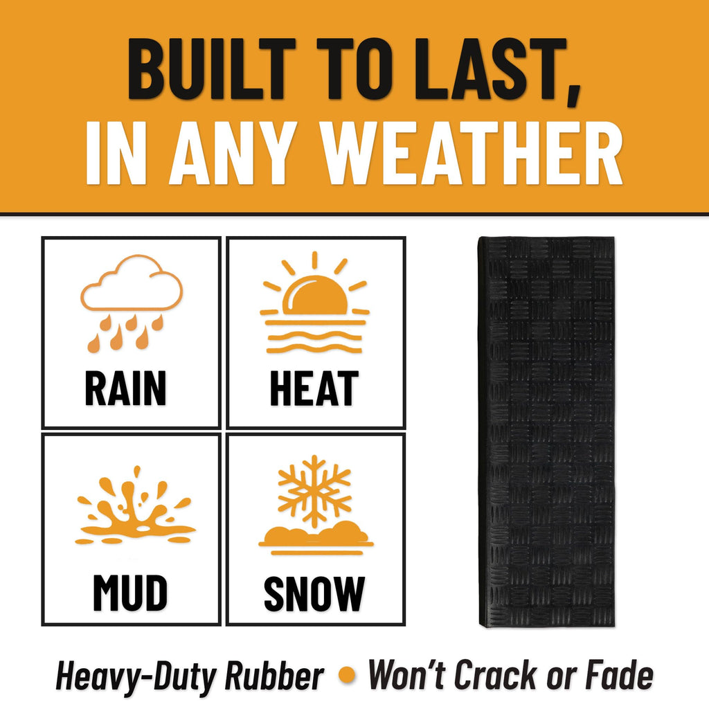 Bullnose Outdoor - Ribbed Heavy-Duty Non-Slip Stair Mats - Best Grip on Concrete, Brick & Textured Step - Fastening