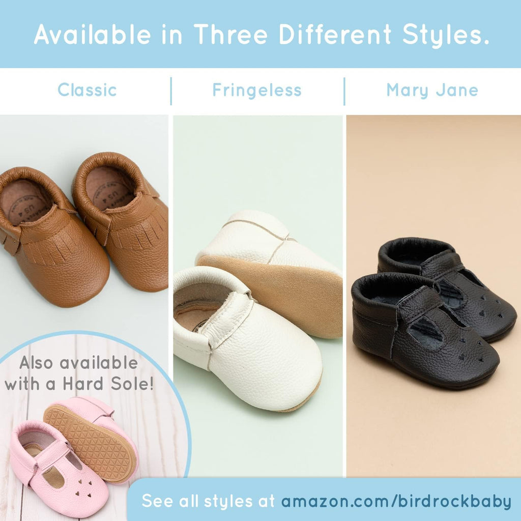 Fringeless Moccasins - Genuine Leather Boys and Girls Shoes for Newborns, Infants, Babies, Toddlers