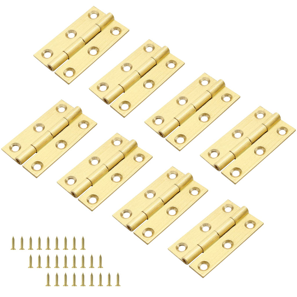 8pcs 1.5 Inch Brass Hinges, Gold Mini Butt Hinges