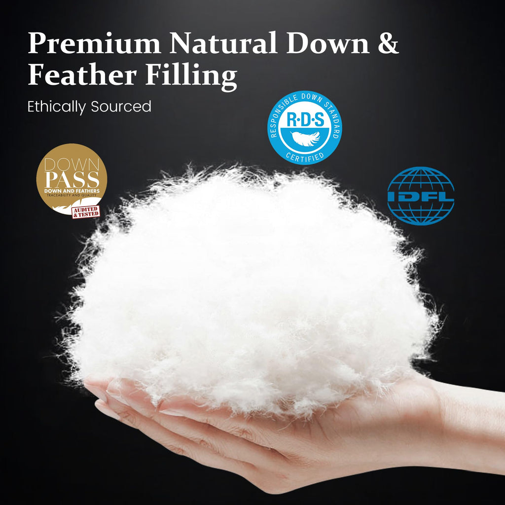 Feather Down Comforter Cal King Size, Fluffy White Duvet Insert