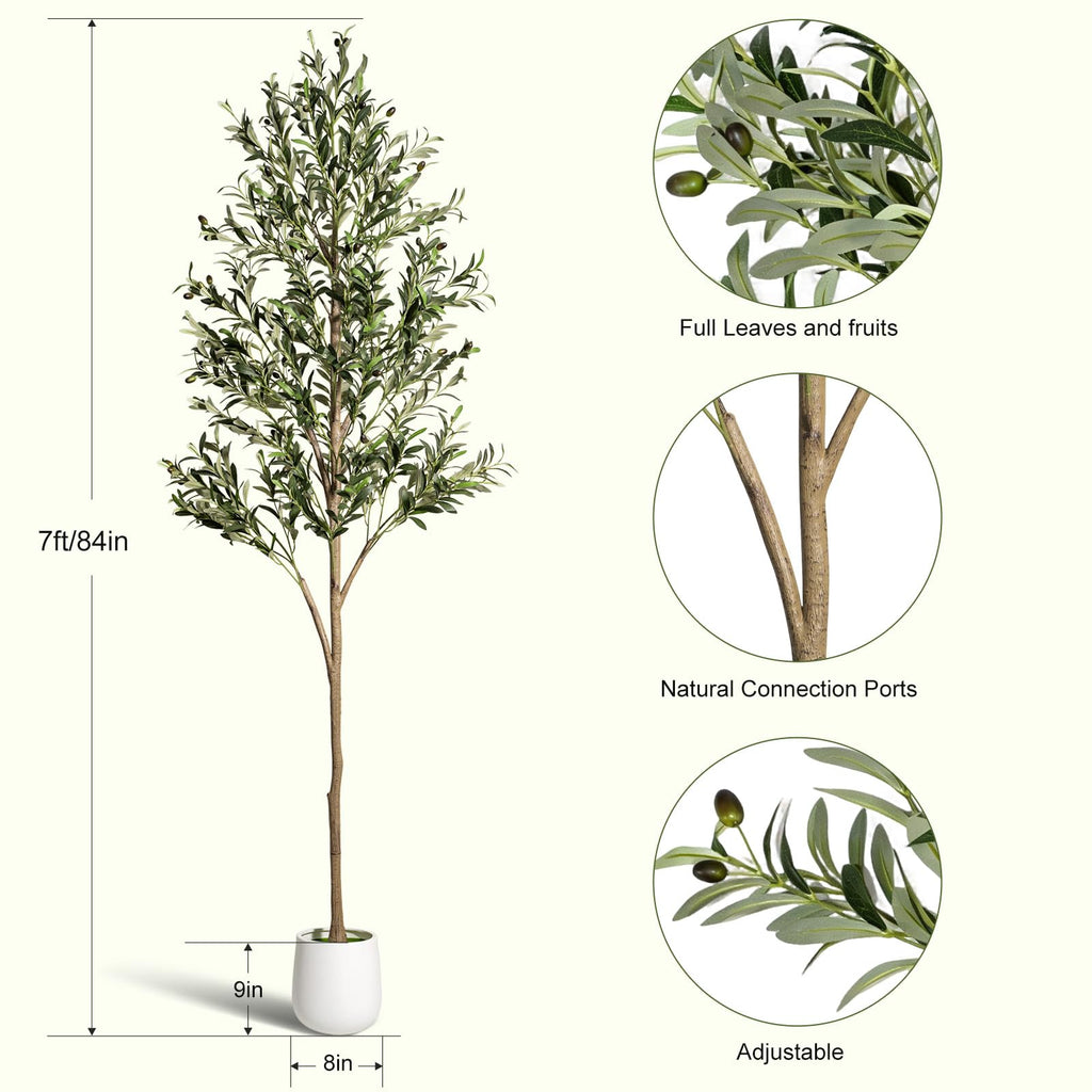 Faux Olive Tree 7ft - Realistic Tall Olive Trees Artificial Plants Indoor