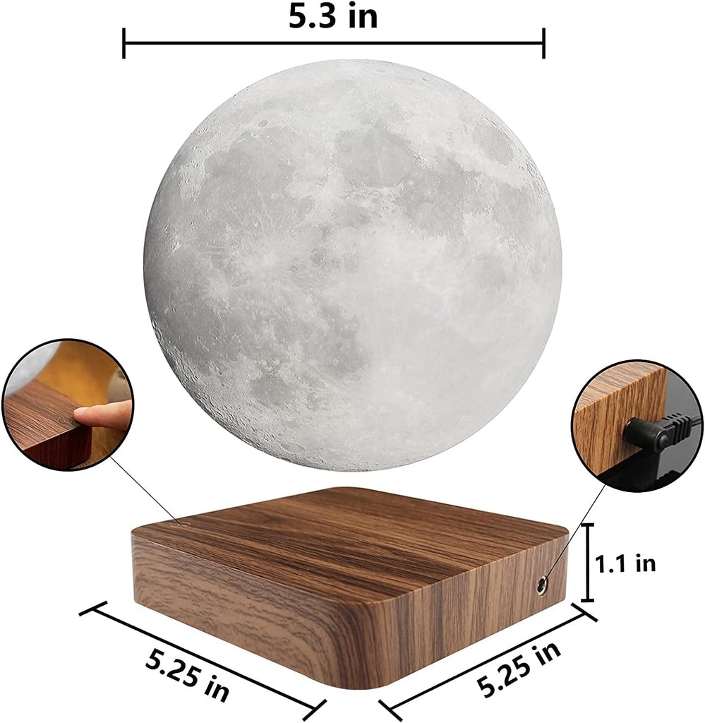 Levitating Moon Lamp, Magnetic Floating Moon Lamp Spinning Luna Night Light with 3 Color Modes, Desk Decor, Bedroom