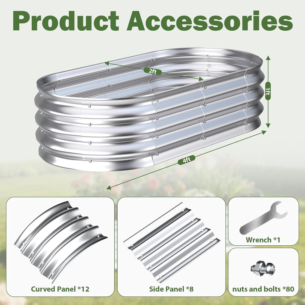 Galvanized Raised Garden Bed Outdoor, 4x2x1ft(2Pack) Metal Heavy Duty Planter Boxes for Gardening, Easy Assemble