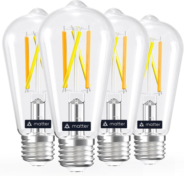 Matter Smart Edison Light Bulbs, ST19 (58) Vintage Bulbs, 4 Pack