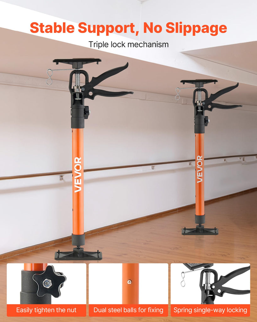 Cabinet Jack Support Pole, 2-Pack, 20.8-45.3 Inch Steel Telescopic Quick Support Rod, Adjustable 3rd Hand System up