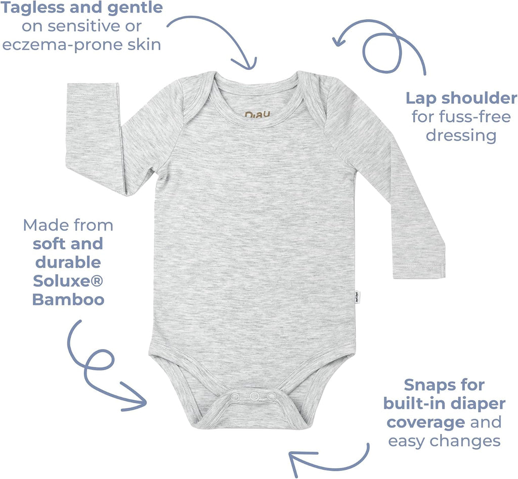 Long Sleeve Bodysuit for Baby Girls & Boys, Soft Viscose from Bamboo One Piece, Tagless Baby Clothes w/Snaps
