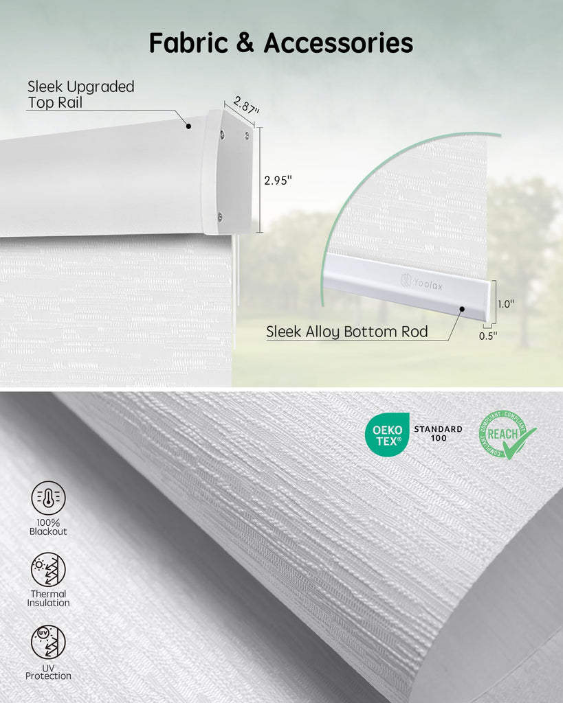 Motorized Blinds with Remote, Blackout Jacquard White