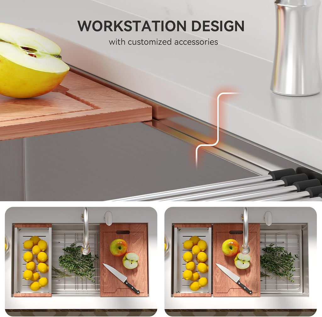 32 Undermount Kitchen Sink 32x19 Inch Stainless Steel Kitchen Sinks Ledge Workstation 16 Gauge Single Bowl Under