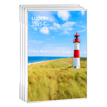 11x14 Acrylic Picture Frames, Set of 4 Clear Photo Frame for Wall, Clear Frameless Frames 11 x 14, Floating Hanging