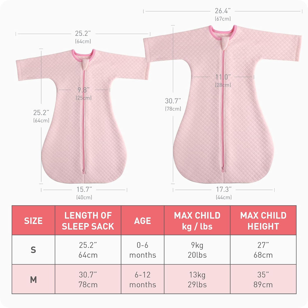 Easy Transition Baby Sleep Sacks with Sleeves Soft Cotton Warm 1.5 Tog, Soft Comfortable Wearable Blanket