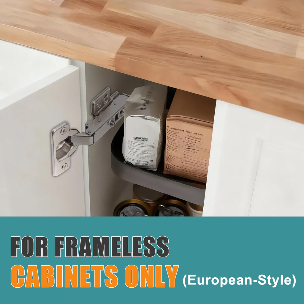Soft Close Hinges for Frameless Cabinets, 110° Half Overlay, 10 Pack